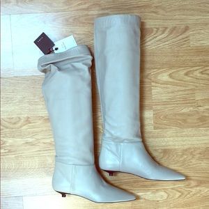 Zara sz 6.5 leather knee-high boots w/ kitten heel
